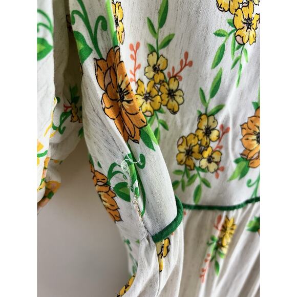 Anthropologie Fig & Flower Medium Linen Blend Midi Dress Floral Cottagecore - Picture 13 of 16